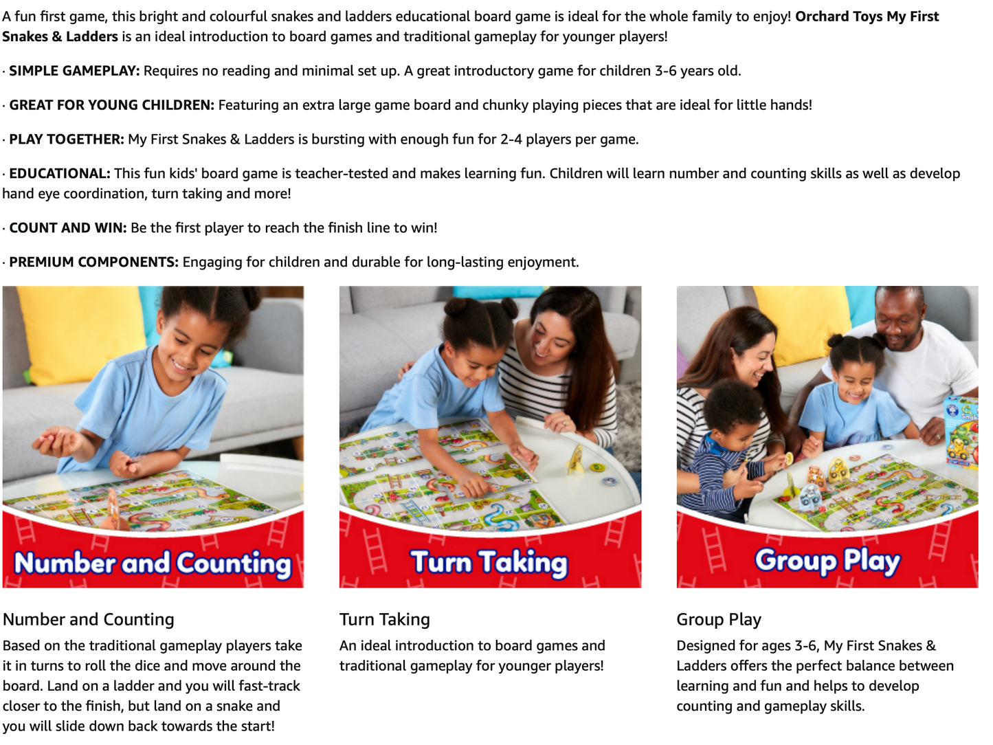 Orchard Toys My First Snakes & Ladders Game for Kids