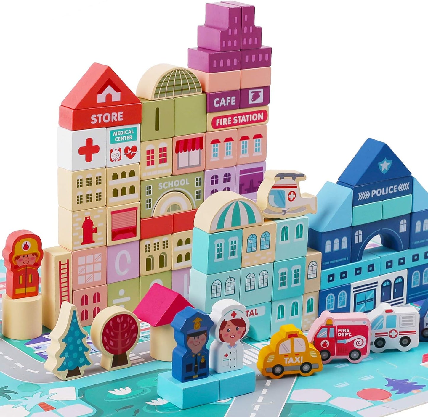 Wooden Building Blocks for 3-6 Years Olds