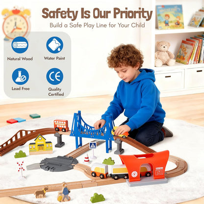 Giant Bean 94 Pcs Wooden Train Set