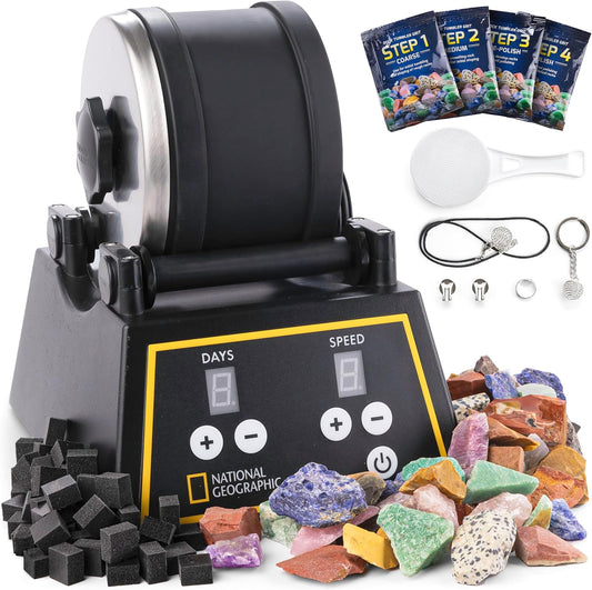National Geographic Professional Rock Tumbler Kit- Stone Polisher for Kids and Adults