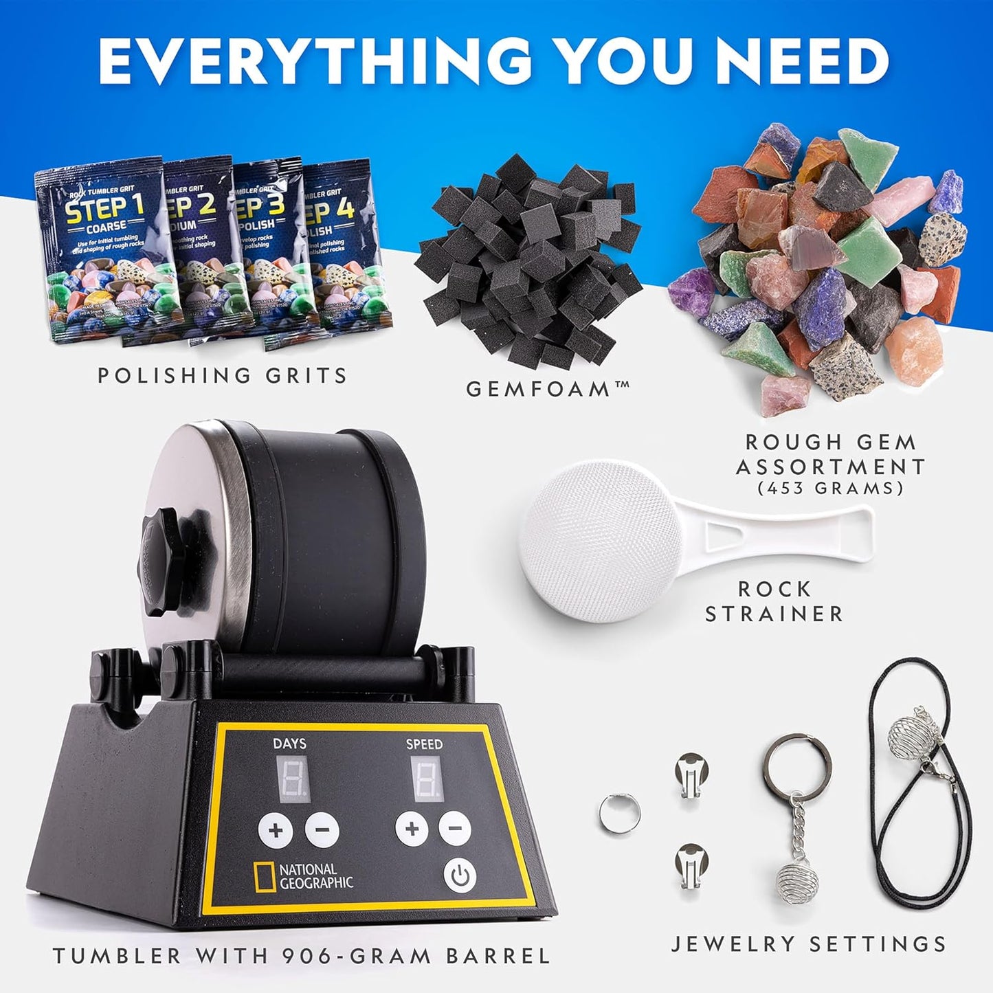 National Geographic Professional Rock Tumbler Kit- Stone Polisher for Kids and Adults