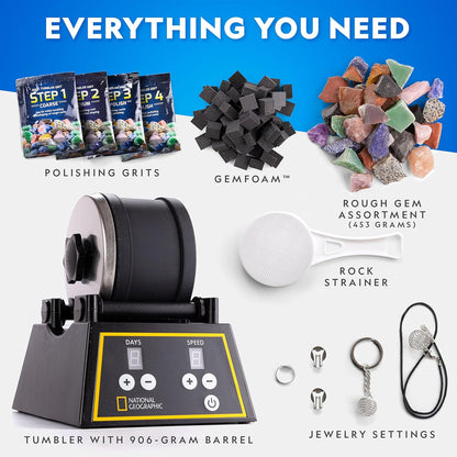 National Geographic Professional Rock Tumbler Kit- Stone Polisher for Kids and Adults