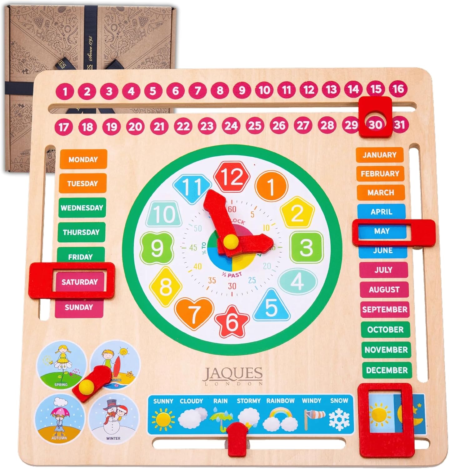 Jaques of London Learning Kids Calendar Clock