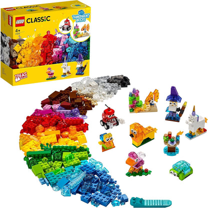 LEGO Classic Creative Transparent Bricks Building Set with Animal Figures