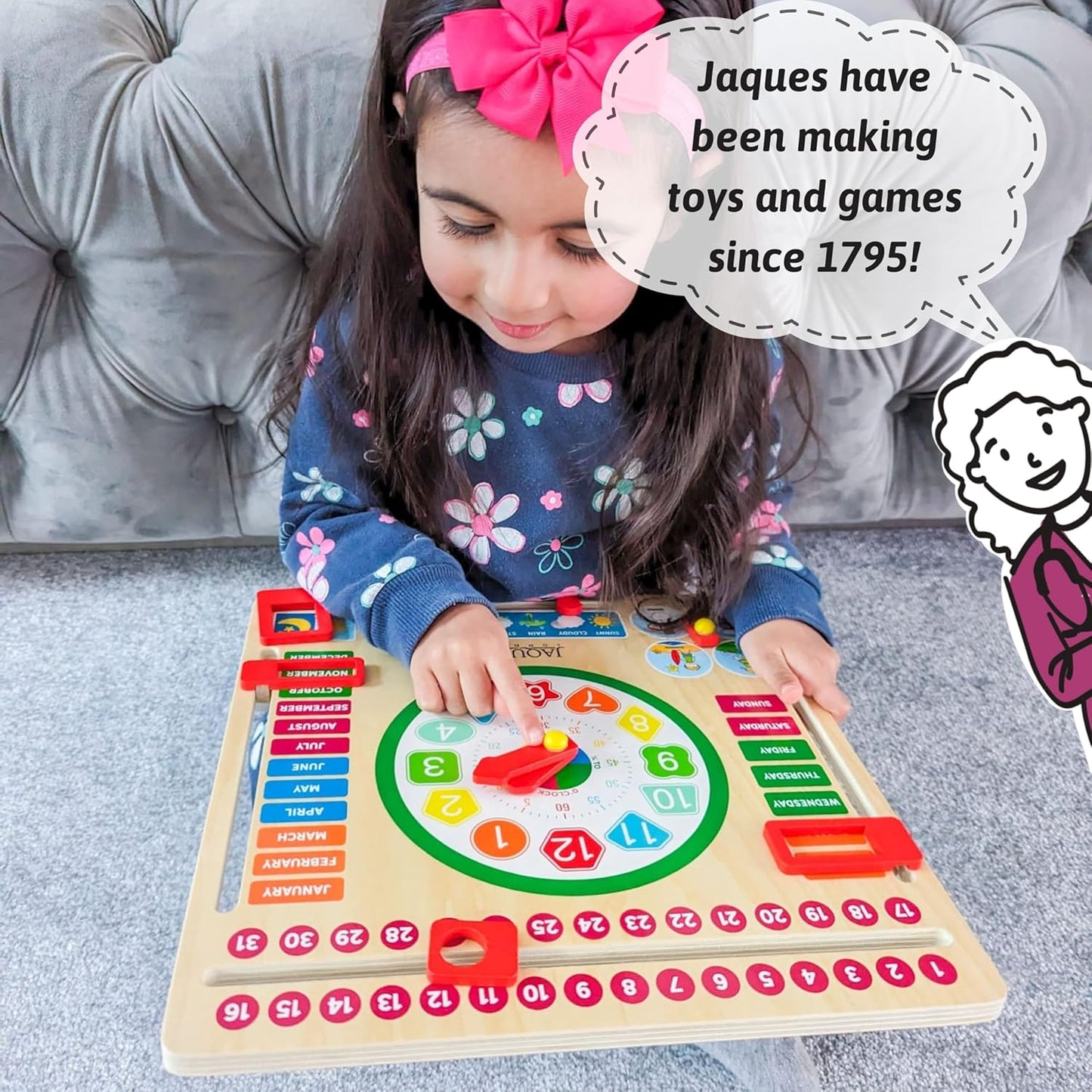 Jaques of London Learning Kids Calendar Clock