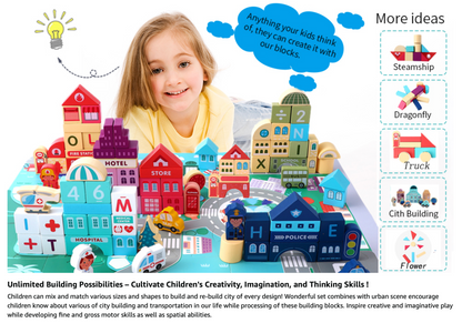 Wooden Building Blocks for 3-6 Years Olds