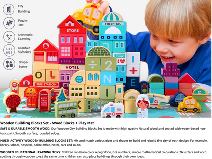 Wooden Building Blocks for 3-6 Years Olds